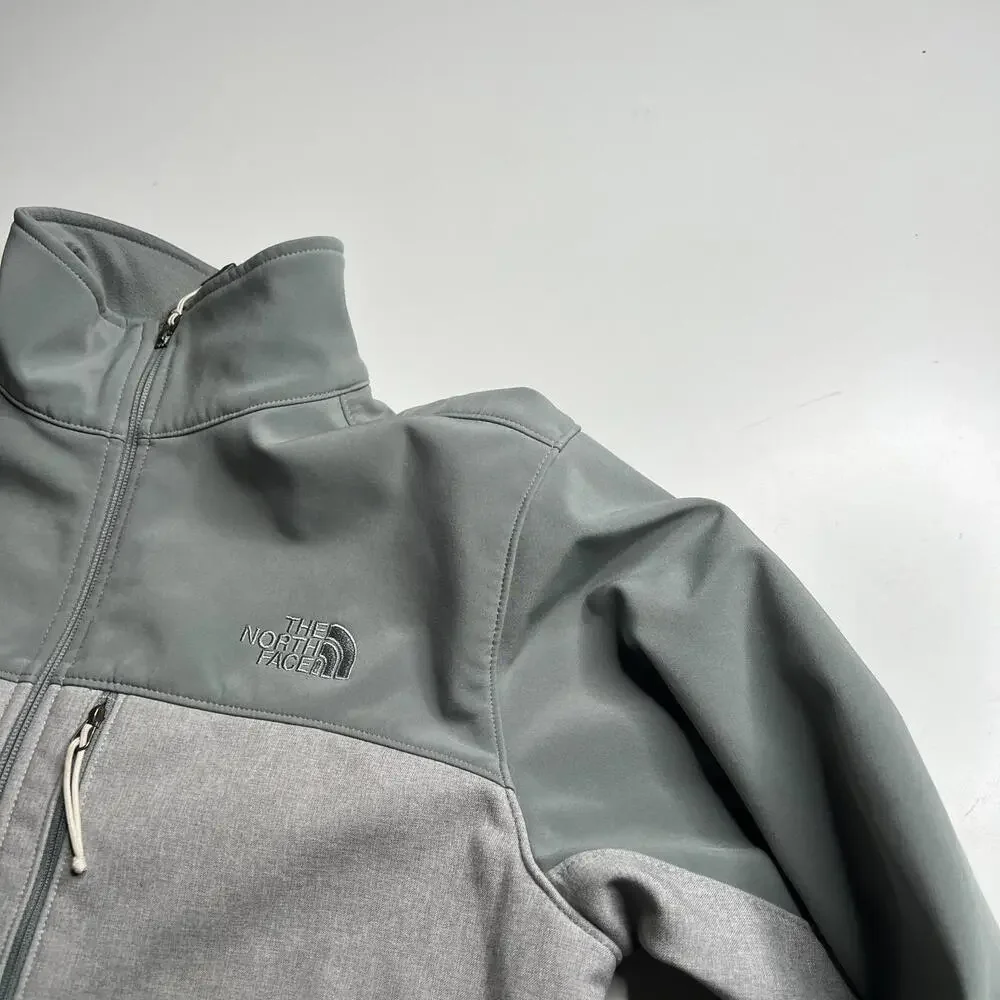 The North Face Mens Softshell Jacket Gray Green Full Zip‎ Outdoor Size M